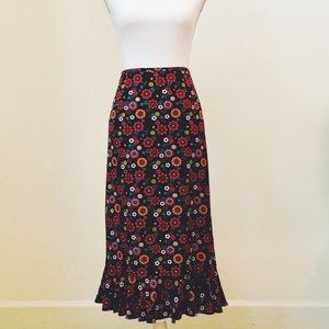 Christopher & Banks Floral/Polka Dot Midi Skirt